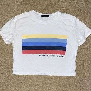 Brandy Melville White Cropped Tee